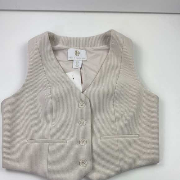NWT House of Harlow 1960 Women's Button Down Cream Vest - Picture 3 of 8